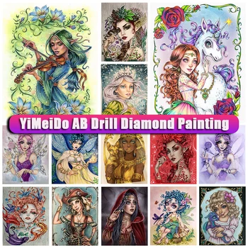 YiMeido AB Diamant Pictura Fata Mozaic de Arta de Perete Mozaic Stras Diamant Broderie Imagine de Desene animate pentru Copii, Decor Camera Imagine 2