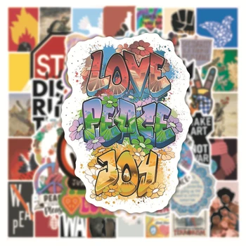10/30/50 Buc Pacea Lumii Nega Război Sloganul Desene animate Doodle Autocolant Decorativ pentru Bagaje Casca de Motocicletă DIY Skateboard, Biciclete de Jucărie Imagine 2