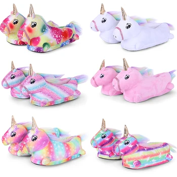 Kigurumi Unicorn Acasă Papuci De Iarna Pentru Copii Încălțăminte Pentru Fete Baieti Papuci De Desene Animate De Animale Cu Gheare Copil Licorne Alb Pantofi De Agrement