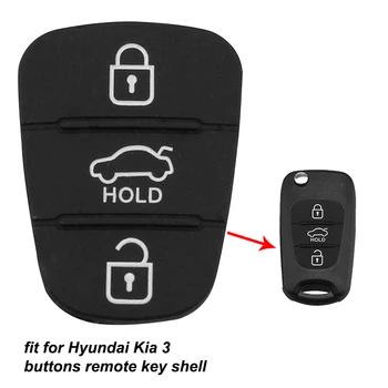 KEYECU 3 Butoane Telecomanda Cheie Auto Shell Fob Tampon de Cauciuc pentru Hyundai Solaris Accent Tucson l10 l20-l30 IX35, Kia K2 K5 Rio Cheie Cazul