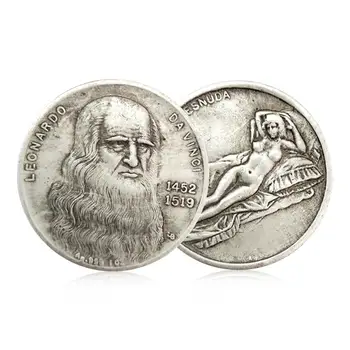 Noua Colectie De Monede 1452-1519 Da Vinci Artizanat Medalii De Argint Monedă Comemorativă Bărbați Cadou De Colectie Imagine 2