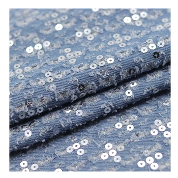 Blugi Tesatura Cu Paiete După Spălate Denim Gros Materiale Pentru Cusut Jachete Sacou Pantaloni DIY Cusut Meserii Manual Tissus Imagine 2