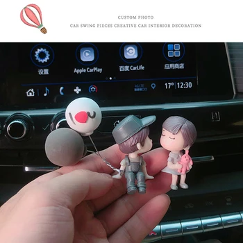 Decor Masina De Desene Animate Drăguț Cupluri De Acțiune Figura Figurine Balon Ornament Interior Auto De Bord Accesoriu Pentru Fete Cadouri