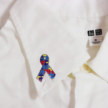 Autism Preocupare Panglică Brosa De Culoare Puzzle Insigna Distractiv Email Pin Moda Broșă Rucsac Haine Accesorii Bijuterii Cadouri Imagine 2