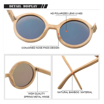 Moda Retro Umbrele de soare Barbati Cadru de Bambus ochelari de Soare Polarizat Sculptate Design Conducere Pătrat Stil очки солнечные женские