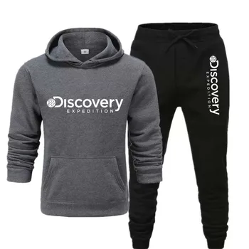 2022 Discovery Channel Bărbați Pulover Hoodies Tricou+Pantaloni Costum de Toamna Iarna Cald Trening Seturi Barbati cu Gluga Uza