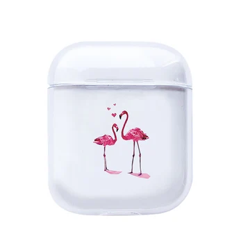 VIAȚA RÂS Clar de Desene animate Drăguț Flamingo Pentru Apple Airpods 1/2 Capac Caz Transparent Moale de Lux Cască Caz Pentru Airpods Cazuri