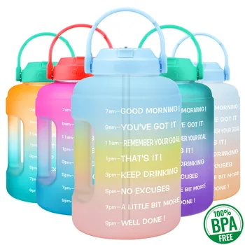 BuildLife Galon Sticla de Apa cu Paie Motivaționale Timp Marker BPA Free Gura Largă Etanșe Suportul Mobil se Ocupe de Călătorie Ulcior