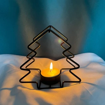 Pomul de crăciun Suport Lumanare din Fier Forjat, Sfesnic Meserii Ornament pentru Acasă Nunta Petrecere de Ziua Desktop Decor Imagine 2