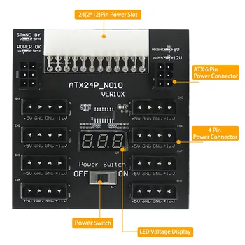 XT-XINTE sursa de Alimentare ATX Breakout Bord Cu 4 Pini și Alimentare 6pini pentru 2.5/3.5 SATA HDD pentru VGA Card Versiune de Upgrade Imagine 2