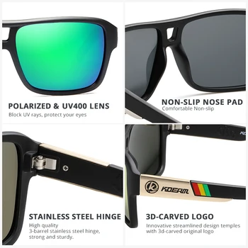 KDEAM Gem stil de Viață pentru Bărbați ochelari de Soare Polarizat Pătrat Supradimensionate Flash Oglindă Ochelari de Soare Greu Cutie Incluse Imagine 2