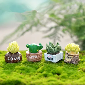 4 Buc / Set Drăguț de Simulare Mini Suculente Ornamente Minunate Micro Peisaj Decor Plantă Dragoste Drăguț DIY Decor