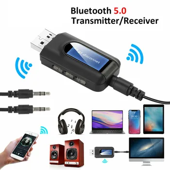 BT10 2 în 1 de Pe ecran Bluetooth Audio 5.0 Transmițător Receptor 3.5 mm AUX USB Wireless Adaptor BT-10 Pentru Auto HIFI PC TV Căști