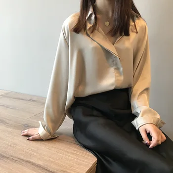 Bluze Femei 2021 Casual De Toamna Femei Maneca Lunga Top Șifon Tricou Negru Coreeană De Moda De Primăvară Femei Îmbrăcăminte Blusas Mujer Imagine 2
