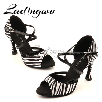 Noi Salsa Pantofi De Dans Latino Femeie Leopard Zebra Model Din Satin Pentru Femei Pantofi De Dans Doamnelor Petrecere De Bal Pantofi De Dans, Sandale