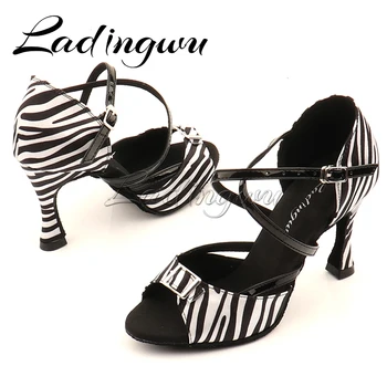Noi Salsa Pantofi De Dans Latino Femeie Leopard Zebra Model Din Satin Pentru Femei Pantofi De Dans Doamnelor Petrecere De Bal Pantofi De Dans, Sandale Imagine 2