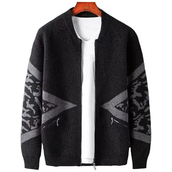 Plus dimensiune Bărbați toamna și iarna nou tip de grăsime cardigan Lână pulover casual sacou cald 15XL 14XL cardigan barbati Imagine 2