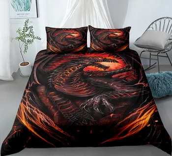 Scientisfictional Dragon Carpetă Acopere Set Colorat Graffiti Set Lenjerie De Pat Bohemia Fular Set De Lenjerie De Pat Set De Dormitor Queen