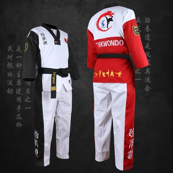 En-gros PineTree Taekwondo Uniformă TKD Dobok WTF Logo-ul pentru copii copii, fete, uniforme haine Baiat Cadou de Ziua de nastere