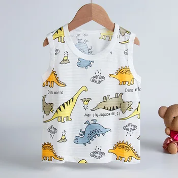 Copii T Shirt de Desene animate pentru Copii Fete Baieti Copii din Bumbac Vestă fără Mâneci Vară Haine pentru Copii T-Shirt Tee Toddler Haine Imagine 2