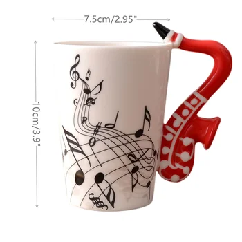 Dropshipping Cana Ceramica Chitara Cani Instrument Muzical Notă Muzicală Forme Cani de Cafea cu Lapte Cesti de Ceai Drinkwars pentru Instrument de Bucatarie Imagine 2