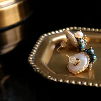 FXLRY Nou High-end Naturale în Formă de pearl Prezon Cercei Handmade Moneda Pearl Cercei Pentru Femei Bijuterii