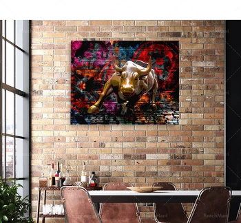 Uimitoare Bull Ursul Panza Pictura Arta de Perete Citat Poster Motivațional și de Imprimare Animale de Imagine Pentru Camera de zi Decor Acasă Cuadro Imagine 2