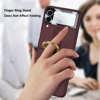 PC Coajă de Film Integrat de Acoperire Pentru Samsung Galaxy Z Flip 4 5G Telefon Caz Ultra-subțire Inel Titular camera de caz de protecție pentru flip4
