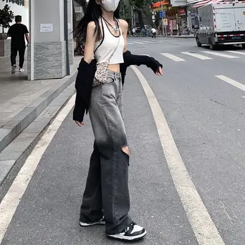 Femei Rupt Bodycon Blugi femei de Moda Mozaic Harajuku Estetice Pantaloni de Blugi pentru femei de Înaltă Waisted Blugi Denim