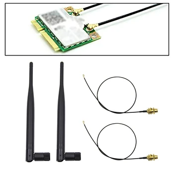 3Dbi Antenă Omnidirecțională de Interior Kit Cu 2X3dbi 2.4 Ghz, 5Ghz Dual Band Wifi RP-SMA Antenă+2X35cm U. Fl/IPEX Cablu Imagine 2