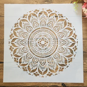 30*30cm Mandala Rotund Cerc Geometrie DIY Stratificare Sabloane Pictura pe Perete Album de Colorat Relief Album Decorative Șablon