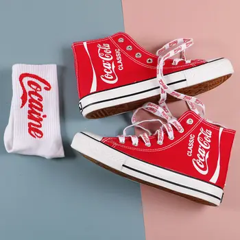 2021 noi modele Coca-Cola Co marcă mare sus pantofi de panza, de sex masculin și de sex feminin iubitorii de mici, albe, pantofi, casual, pantofi de sport