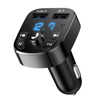 Transmitator FM Auto cu MP3 Player Bluetooth Wireless 5.0 Adaptor Încărcător Auto Dual USB Voltmetru Auto Electronice Consumabile DC 12-24V