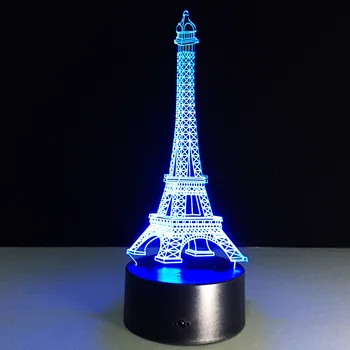3d Lampa Led Lumina de Noapte Turnul Eiffel Iluzia 3d Noapte Lampă de Masă Lampă de Birou Acasă de Iluminat cu Schimbare de Culoare