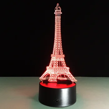 3d Lampa Led Lumina de Noapte Turnul Eiffel Iluzia 3d Noapte Lampă de Masă Lampă de Birou Acasă de Iluminat cu Schimbare de Culoare Imagine 2