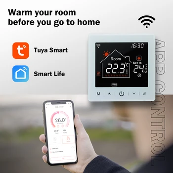 Beok Wifi Termostat Pentru Cazan de Gaz de Încălzire prin Pardoseală Tuya Camera de Inteligent Regulator de Temperatură Funcționează cu Alexa de Start Google Imagine 2
