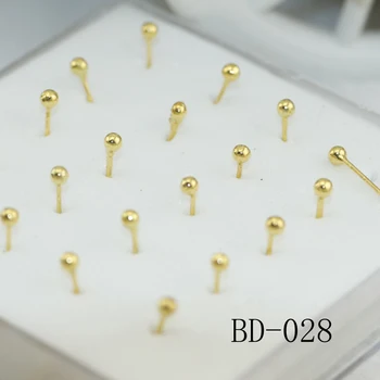 Caseta de Culoare de aur Moda Bijuterii Forma Minge Nas Stud Nas pentru Femei Fata Set Piercing Accesorii Bijuterii Inel de Nas 2mm 3mm Imagine 2