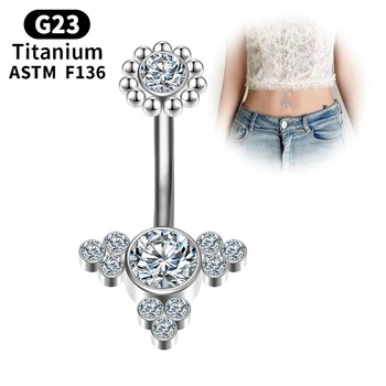 Titan G23 Fals Belly Button Inel de Oțel Nou Stras Sexy Nombril Ombligo Balama segment Femei Piercing în sept Bijuterii Imagine 2