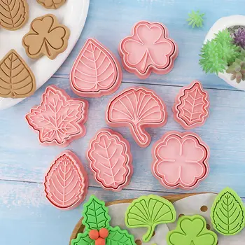 8Pcs/set Frunze Biscuit Mucegai Desene animate Planta Arțar Frunze de Trifoi Cookie Relief Mucegai Fondant Cake Decor Instrument de Copt Tăietori Cookie Imagine 2