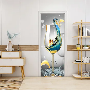 3D Scara Ușa Autocolant Pentru Camera de zi Dormitor Vinil rezistent la apa Decor Acasă Decalcomanii de Perete Arta Murală Auto-adeziv Tapet Garderoba