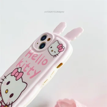 Sanrio Hello Kitty Ureche De Iepure Kawaii Shell Y2k Estetic Rezistenta La Socuri Protectie Telefon Acoperă Pentru IPhone 11 12 13 14 Pro Max Cazul Imagine 2