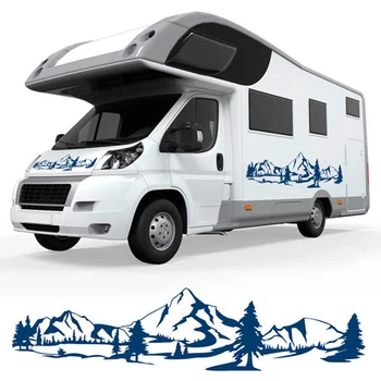 Mare Camping Masina Peisaj de Munte Autocolant Decal Camper RV Camion Remorcă de Pădure Junglă Aventura Vinil Decor